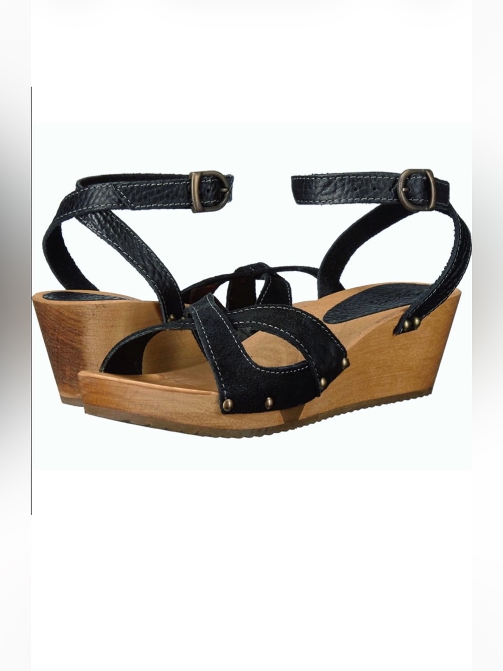 🛍️NWT Sanita Handcrafted Leather Wooden Clog Summer Sandals